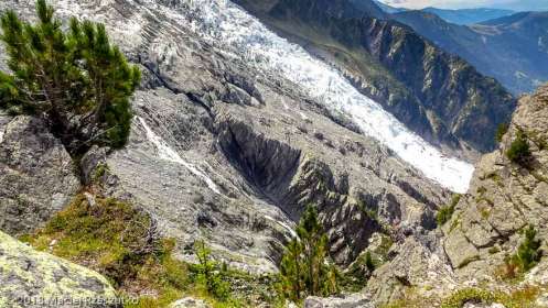 "Vue sur le Glaciers des Bossons dans la descente de la Gare des " · Alpes, Massif du Mont-Blanc, Vallée de Chamonix, FR · GPS 45°53'23.59'' N 6°52'20.39'' E · Altitude 2295m